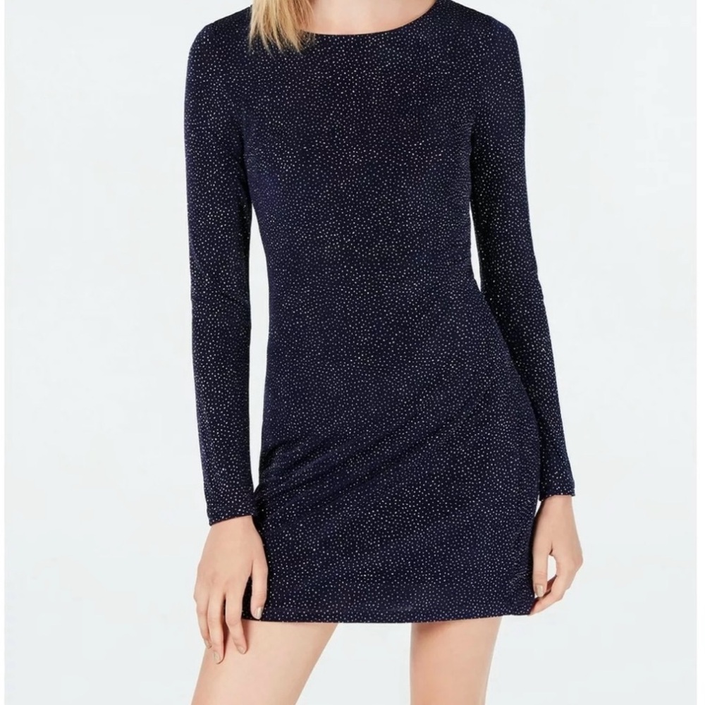 Elegant Navy Blue Long Sleeve Dress